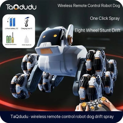 Children’s spray remote control car, mechanical dog, eight-wheel drive, four-wheel drive.